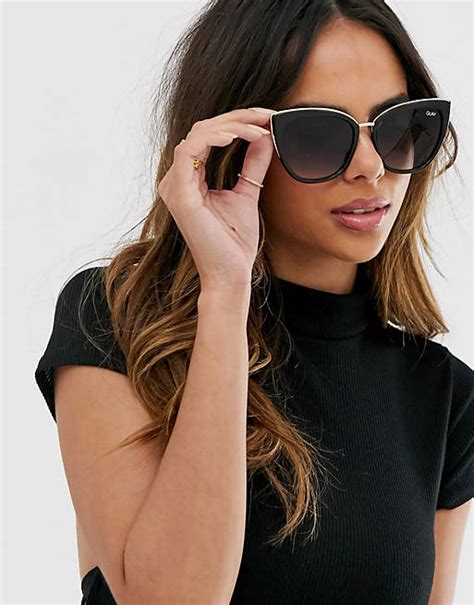 quay australia stardust cat eye sunglasses in black